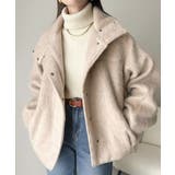 ベージュ | 暖かさとおしゃれを両立♪ミックスシャギースタンドカラー比翼ミドルコート | Classical Elf 