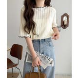 肌見せしすぎず、ほんのり色っぽ。透かし編みメロウトップスカットソー（半袖） | Classical Elf  | 詳細画像4 