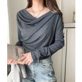 大人のとろみ×透け感。女性らしさが香り立つ。スラブシアードレープトップス（長袖） | Classical Elf  | 詳細画像30 