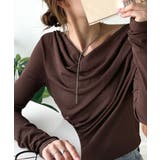 ブラウン | 大人のとろみ×透け感。女性らしさが香り立つ。スラブシアードレープトップス（長袖） | Classical Elf 