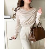 大人のとろみ×透け感。女性らしさが香り立つ。スラブシアードレープトップス（長袖） | Classical Elf  | 詳細画像47 