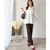 大人のシルエット美人を叶える、ビスチェ風シャーリング長袖シャツ（ストライプ 無地… | Classical Elf  | 詳細画像8 