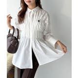 大人のシルエット美人を叶える、ビスチェ風シャーリング長袖シャツ（ストライプ 無地… | Classical Elf  | 詳細画像9 