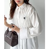 大人のシルエット美人を叶える、ビスチェ風シャーリング長袖シャツ（ストライプ 無地… | Classical Elf  | 詳細画像10 