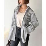 大人のシルエット美人を叶える、ビスチェ風シャーリング長袖シャツ（ストライプ 無地… | Classical Elf  | 詳細画像15 