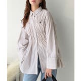 大人のシルエット美人を叶える、ビスチェ風シャーリング長袖シャツ（ストライプ 無地… | Classical Elf  | 詳細画像21 