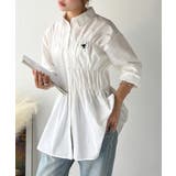 大人のシルエット美人を叶える、ビスチェ風シャーリング長袖シャツ（ストライプ 無地… | Classical Elf  | 詳細画像5 