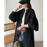 ブラックストライプ | 着方自在でロングシーズン活躍◎柄アソートバンドカラービッグシャツワンピ | Classical Elf