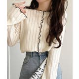 ほんのり色っぽ。透かし編みセンターメロウフレアスリーブトップスカットソー(長袖) | Classical Elf  | 詳細画像5 