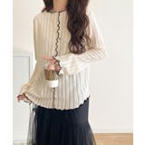 ほんのり色っぽ。透かし編みセンターメロウフレアスリーブトップスカットソー(長袖) | Classical Elf  | 詳細画像8 