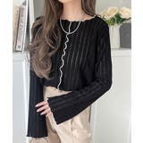 ほんのり色っぽ。透かし編みセンターメロウフレアスリーブトップスカットソー(長袖) | Classical Elf  | 詳細画像10 