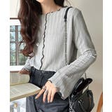 ほんのり色っぽ。透かし編みセンターメロウフレアスリーブトップスカットソー(長袖) | Classical Elf  | 詳細画像16 