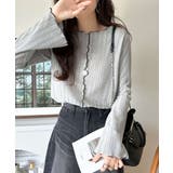 ほんのり色っぽ。透かし編みセンターメロウフレアスリーブトップスカットソー(長袖) | Classical Elf  | 詳細画像17 