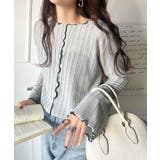 ほんのり色っぽ。透かし編みセンターメロウフレアスリーブトップスカットソー(長袖) | Classical Elf  | 詳細画像19 