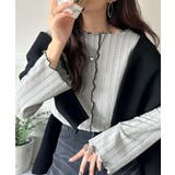 ライトグレー | ほんのり色っぽ。透かし編みセンターメロウフレアスリーブトップスカットソー(長袖) | Classical Elf 