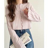 ピンク | ほんのり色っぽ。透かし編みセンターメロウフレアスリーブトップスカットソー(長袖) | Classical Elf 