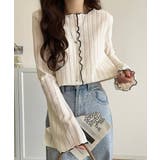 ほんのり色っぽ。透かし編みセンターメロウフレアスリーブトップスカットソー(長袖) | Classical Elf  | 詳細画像3 