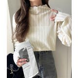 アイボリー | 肌見せしすぎず、ほんのり色っぽ。プチハイネック透かし編みメロウトップス（長袖） | Classical Elf 