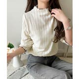 肌見せしすぎず、ほんのり色っぽ。プチハイネック透かし編みメロウトップス（長袖） | Classical Elf  | 詳細画像3 