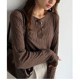 ブラウン | ほどよい透け感が大人上品。総柄シアーレーストップス(長袖) | Classical Elf 