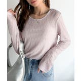 グレージュ | ほどよい透け感が大人上品。総柄シアーレーストップス(長袖) | Classical Elf 