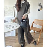 チャコール | シンプルだけど、襟元に大人の抜け感。ハーフジップオールインワン | Classical Elf 