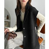 シンプルで洗練された大人の雰囲気を演出。サイドベルトブークレシングルジレベスト | Classical Elf  | 詳細画像8 