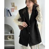 シンプルで洗練された大人の雰囲気を演出。サイドベルトブークレシングルジレベスト | Classical Elf  | 詳細画像9 