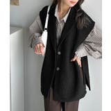 シンプルで洗練された大人の雰囲気を演出。サイドベルトブークレシングルジレベスト | Classical Elf  | 詳細画像12 