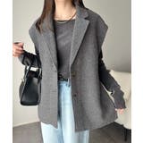 シンプルで洗練された大人の雰囲気を演出。サイドベルトブークレシングルジレベスト | Classical Elf  | 詳細画像15 