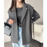 シンプルで洗練された大人の雰囲気を演出。サイドベルトブークレシングルジレベスト | Classical Elf  | 詳細画像18 