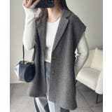 シンプルで洗練された大人の雰囲気を演出。サイドベルトブークレシングルジレベスト | Classical Elf  | 詳細画像19 