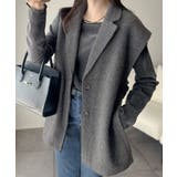 チャコール | シンプルで洗練された大人の雰囲気を演出。サイドベルトブークレシングルジレベスト | Classical Elf 