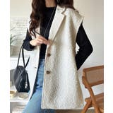 シンプルで洗練された大人の雰囲気を演出。サイドベルトブークレシングルジレベスト | Classical Elf  | 詳細画像1 