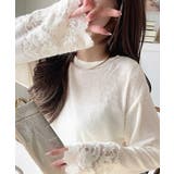 アイボリー | 手元から華やぐ♪シーズンムード抜群、袖フラワーレース起毛トップス | Classical Elf