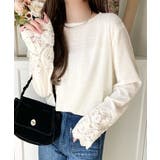 手元から華やぐ♪シーズンムード抜群、袖フラワーレース起毛トップス | Classical Elf | 詳細画像2