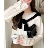 手元から華やぐ♪シーズンムード抜群、袖フラワーレース起毛トップス | Classical Elf | 詳細画像4