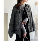 ブラック | 羽織るだけで華やかな存在感♪ポケットデザインコクーンツイードオーバーサイズジャケ… | Classical Elf 