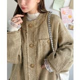 ベージュ | 羽織るだけで華やかな存在感♪ポケットデザインコクーンツイードオーバーサイズジャケ… | Classical Elf 