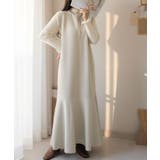 アイボリー | 着回し抜群、一枚でフェミニンな抜け感をプラス♪キーネックダンボールロングワンピー… | Classical Elf