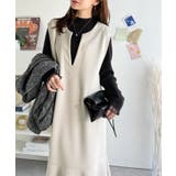 着回し抜群、一枚でフェミニンな抜け感をプラス♪キーネックダンボールロングワンピー… | Classical Elf | 詳細画像12