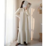 着回し抜群、一枚でフェミニンな抜け感をプラス♪キーネックダンボールロングワンピー… | Classical Elf | 詳細画像1