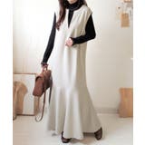 着回し抜群、一枚でフェミニンな抜け感をプラス♪キーネックダンボールロングワンピー… | Classical Elf | 詳細画像6