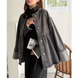 ブラック | フリンジ×デニムの最強コンビ！綿100％ペプラムノーカラーデニムジャケット | Classical Elf 