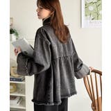 フリンジ×デニムの最強コンビ！綿100％ペプラムノーカラーデニムジャケット | Classical Elf  | 詳細画像7 