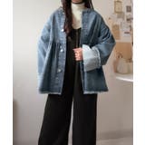 フリンジ×デニムの最強コンビ！綿100％ペプラムノーカラーデニムジャケット | Classical Elf  | 詳細画像30 