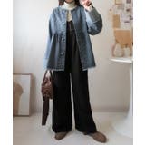 フリンジ×デニムの最強コンビ！綿100％ペプラムノーカラーデニムジャケット | Classical Elf  | 詳細画像32 