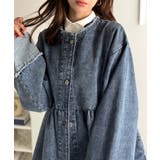 フリンジ×デニムの最強コンビ！綿100％ペプラムノーカラーデニムジャケット | Classical Elf  | 詳細画像35 