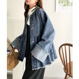 フリンジ×デニムの最強コンビ！綿100％ペプラムノーカラーデニムジャケット | Classical Elf  | 詳細画像37 