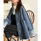 フリンジ×デニムの最強コンビ！綿100％ペプラムノーカラーデニムジャケット | Classical Elf  | 詳細画像38 